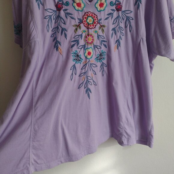 Johnny Was Purple Embellished Short Sleeve Blouse - Picture 7 of 12